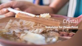  Presentation with noodle - PPT layouts enhanced with taiwanese-thickened-soup-noodle background and a coral colored foreground