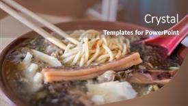  Presentation with noodle - Colorful presentation theme enhanced with taiwanese-thickened-soup-noodle backdrop and a tawny brown colored foreground