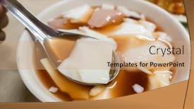  Presentation with snack - Audience pleasing PPT layouts consisting of taiwanese-traditional-snack-of-tofu backdrop and a coral colored foreground