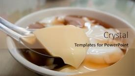  Presentation with pudding - Slides enhanced with taiwanese-traditional-snack-of-tofu background and a coral colored foreground