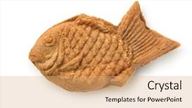  Presentation with japanese - Beautiful PPT theme featuring taiyaki japanese fish shaped cake backdrop and a coral colored foreground
