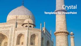  Presentation with taj mahal - Audience pleasing presentation theme consisting of taj mahal from north-east backdrop and a teal colored foreground