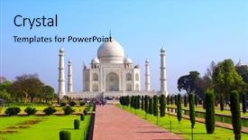  Presentation with taj mahal - Audience pleasing PPT theme consisting of taj mahal mausoleum in agra backdrop and a light blue colored foreground