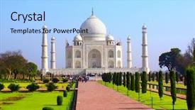  Presentation with taj mahal - Presentation design consisting of taj mahal mausoleum in agra background and a light blue colored foreground