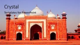  Presentation with taj mahal - Presentation design featuring taj mahal mausoleum in agra background and a light blue colored foreground