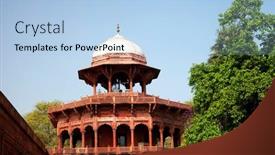  Presentation with agra - Beautiful PPT theme featuring taj-mahal-museum-in-india backdrop and a light blue colored foreground