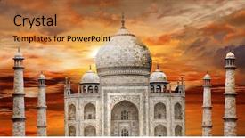  Presentation with taj mahal - Presentation having taj mahal on sunset background and a gold colored foreground