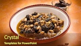  Presentation with almond - Colorful slide deck enhanced with tajine with meat plum almond backdrop and a tawny brown colored foreground