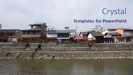  Presentation with japan streets - Beautiful presentation design featuring takayama-japan-december-3-2014 backdrop and a sky blue colored foreground
