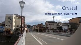  Presentation with japan streets - Audience pleasing presentation theme consisting of takayama-japan-december-3-2014 backdrop and a sky blue colored foreground