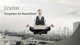  Presentation with breath - Cool new slide deck with take a deep breath and relax backdrop and a sky blue colored foreground