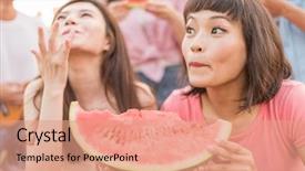  Presentation with people voting election canada - Slide set consisting of take a picnic with watermelon background and a coral colored foreground