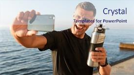  Presentation with airplane take off - Audience pleasing theme consisting of take a selfie with bottle backdrop and a  colored foreground