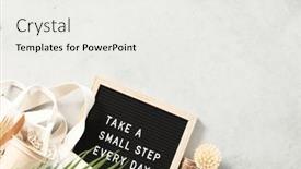  Presentation with eco friendly bags - Presentation theme having take-a-small-step background and a  colored foreground