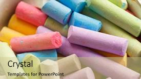  Presentation with crayons - Amazing slides having take action - colorful crayons for drawing backdrop and a soft green colored foreground