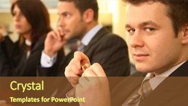  Presentation with focus group - Presentation design having take action - group of business persons background and a tawny brown colored foreground