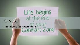  Presentation with zone - PPT theme with take action - life begins at the end background and a light gray colored foreground