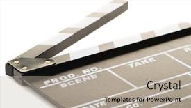  Presentation with clapper - Slide set having take action - portrait of clapper board background and a mint green colored foreground