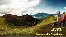  Presentation with octagon two mma fighters standing - Slide deck with take aim - two hikers with backpacks standing background and a tawny brown colored foreground