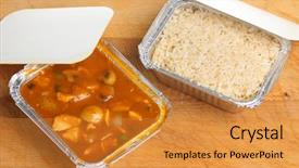  Presentation with chicken curry - Audience pleasing presentation theme consisting of take away - chinese chicken curry with egg backdrop and a gold colored foreground