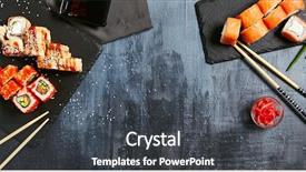  Presentation with soy sauce - PPT layouts enhanced with take away - japanese sushi rolls set background and a dark gray colored foreground