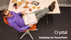  Presentation with lunch - Colorful slide set enhanced with take away - lunch in office - man backdrop and a tawny brown colored foreground