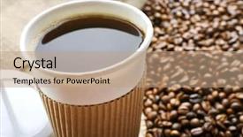  Presentation with take - Beautiful slide set featuring take away - paper cup of coffee backdrop and a coral colored foreground