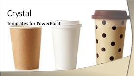  Presentation with paper cups - Cool new theme with take away - paper cups isolated on white backdrop and a white colored foreground