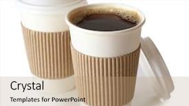  Presentation with paper cups - Cool new presentation design with take away - paper cups of coffee isolated backdrop and a coral colored foreground