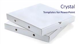  Presentation with pizza - Beautiful PPT theme featuring take away - two white cardboard pizza boxes backdrop and a sky blue colored foreground