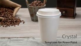  Presentation with take - Slide deck with take-away-coffee-with-coffee background and a light gray colored foreground