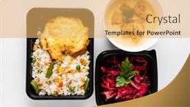  Presentation with lunch - PPT theme featuring take-away-lunch background and a yellow colored foreground
