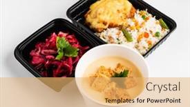  Presentation with lunch - Beautiful slide set featuring take-away-lunch backdrop and a yellow colored foreground