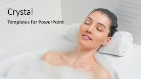  Presentation with bathroom - Presentation design enhanced with people magnet attract draw pull background and a coral colored foreground