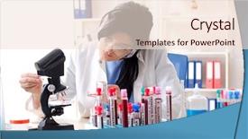  Presentation with blood - PPT theme consisting of take blood - female chemist working background and a lemonade colored foreground