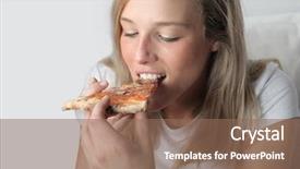  Presentation with teen - Cool new presentation theme with take break - closeup of young pretty teen backdrop and a  colored foreground