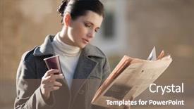  Presentation with rest - Presentation design consisting of take break - young businesswoman taking a rest background and a coral colored foreground