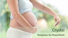  Presentation with pregnant woman - Amazing PPT theme having take home massage - pregnant woman taking a picture backdrop and a  colored foreground
