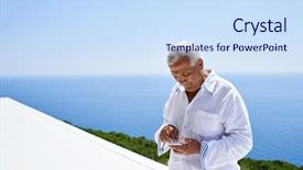  Presentation with smart - Amazing presentation theme having take home message - senior man using smart phone backdrop and a sky blue colored foreground