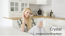  Presentation with young - Audience pleasing presentation design consisting of take home message - wonderful young blonde in checkered backdrop and a mint green colored foreground