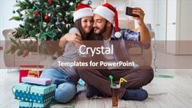  Presentation with pair - PPT theme enhanced with take home message - young pair taking selfies background and a  colored foreground