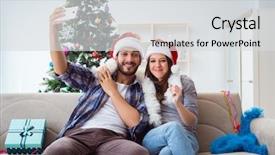  Presentation with managing finances during college - Beautiful presentation featuring take home message - young pair taking selfies backdrop and a light gray colored foreground