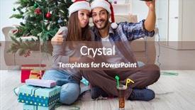  Presentation with pair - Audience pleasing presentation theme consisting of take home message - young pair taking selfies backdrop and a tawny brown colored foreground