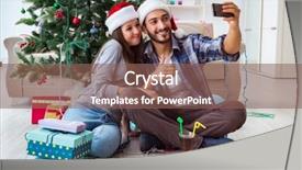  Presentation with airplane taking off sky - Presentation design having take home message - young pair taking selfies background and a violet colored foreground