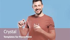  Presentation with water color - Cool new slides with take medicines - handsome young man with pill backdrop and a red colored foreground