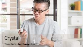  Presentation with men health - Presentation design consisting of take medicines - men health concept portrait background and a mint green colored foreground