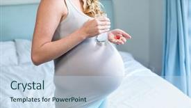  Presentation with pregnant woman - Slide set consisting of take medicines - pregnant woman taking a pill background and a sky blue colored foreground