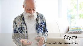  Presentation with capsules pills pill doctor prescription - Audience pleasing PPT layouts consisting of take medicines - senior man taking pills backdrop and a mint green colored foreground