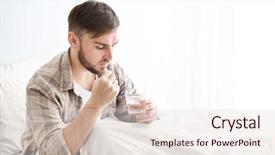  Presentation with bed - Slide set featuring take medicines - young man sitting on bed background and a lemonade colored foreground
