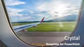  Presentation with airport runway - Colorful PPT layouts enhanced with take off from the airport backdrop and a gray colored foreground
